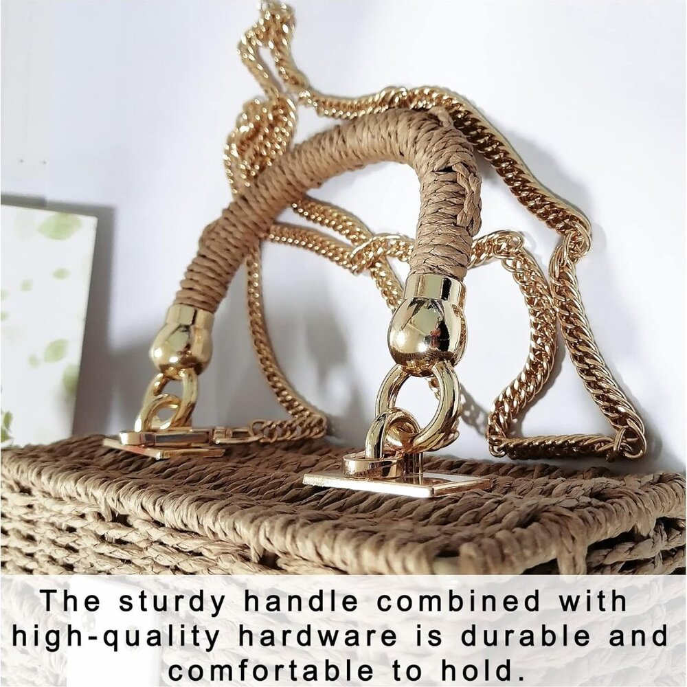 Summer Straw Purse Beach Shoulder Bags for Women Cute Wicker Woven Basket Tote B - Picture 4 of 7